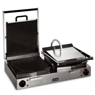 Lincat Lynx 400 LPG2, Electric Counter-top Twin Panini Grill, Ribbed Upper and Lower Plates